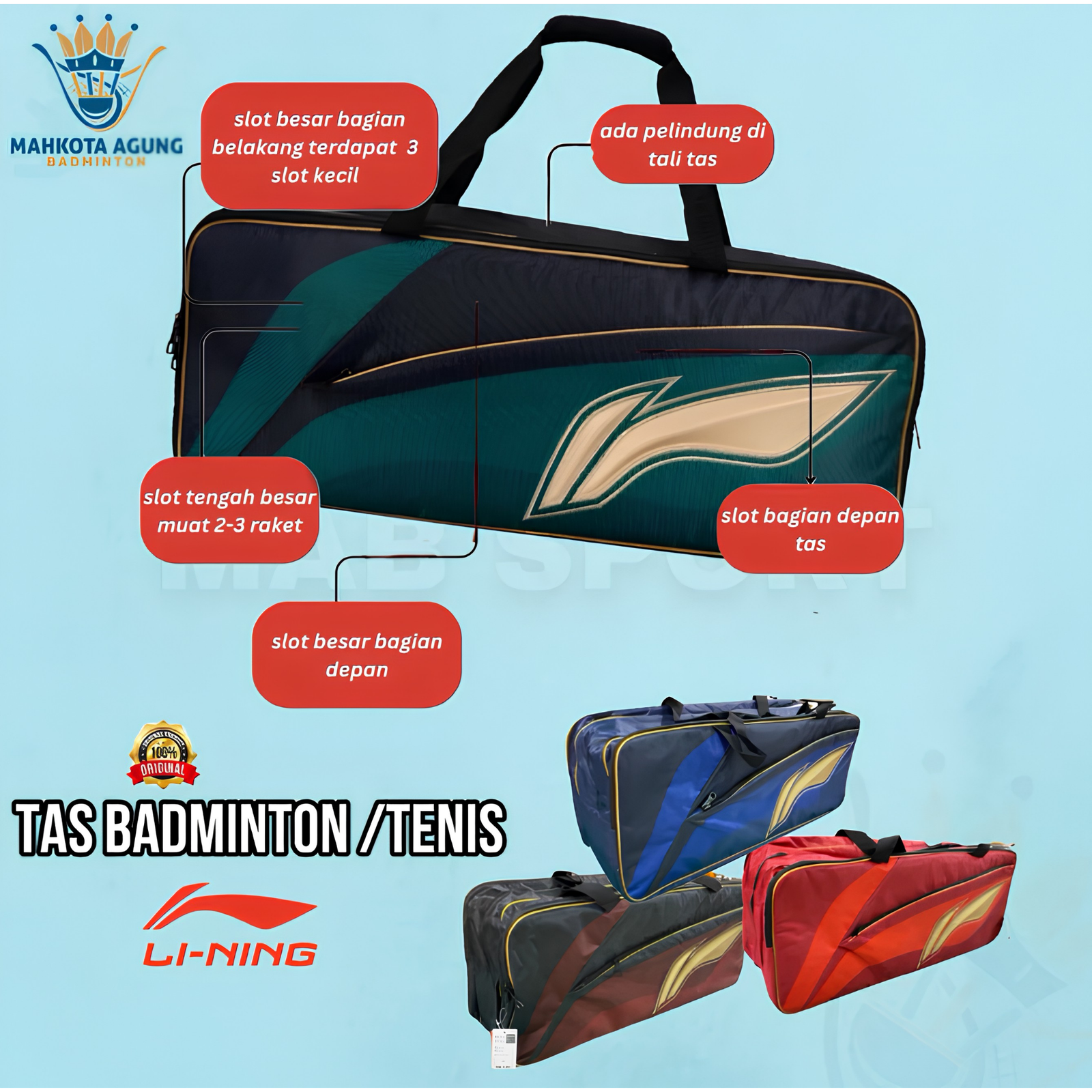 Tas Raket Lining 3 Ruang